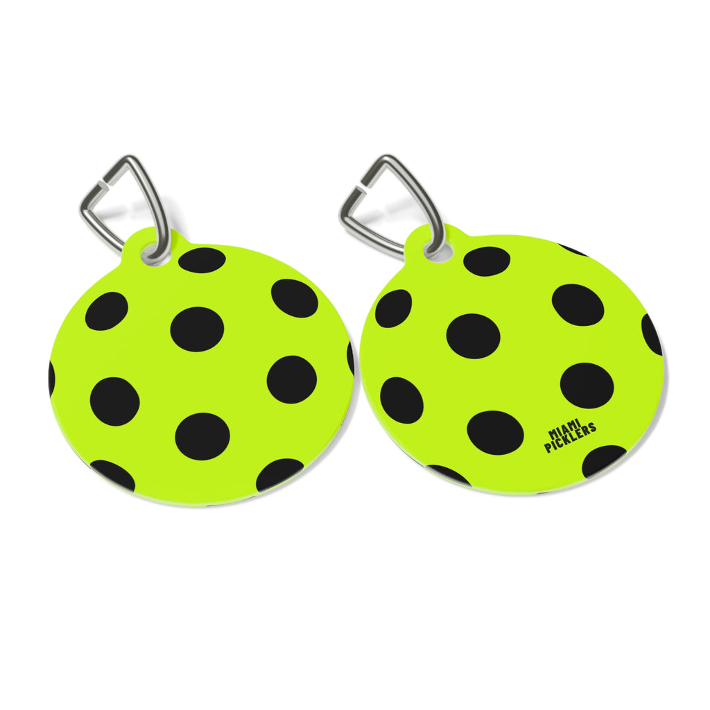 Green Pickleball Polka Dot Pet Tag — Cute Black Dot ID Collar Charm