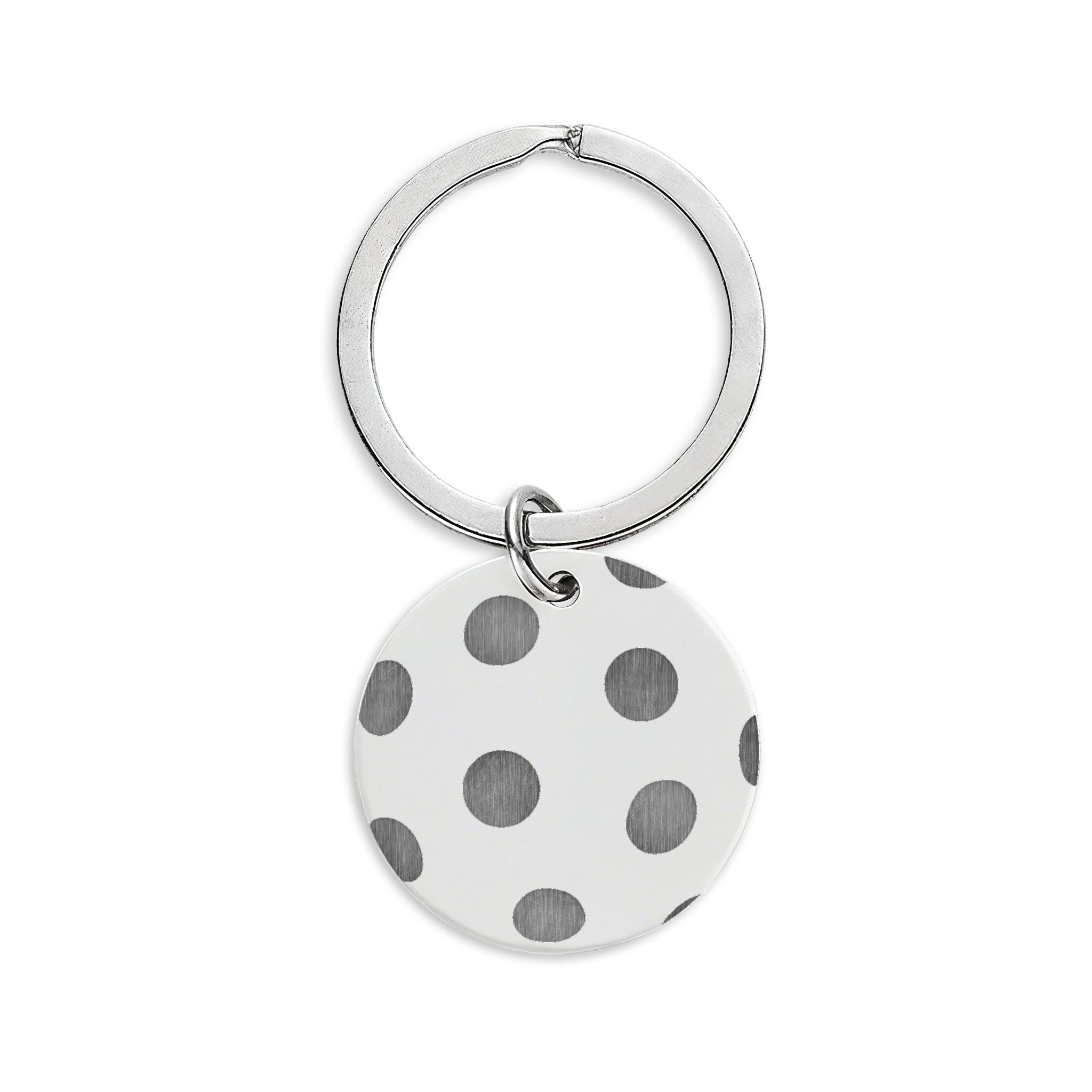 Miami Picklers Polka Dot Stainless Steel Round Keychain — Engravable Personalized Keyring