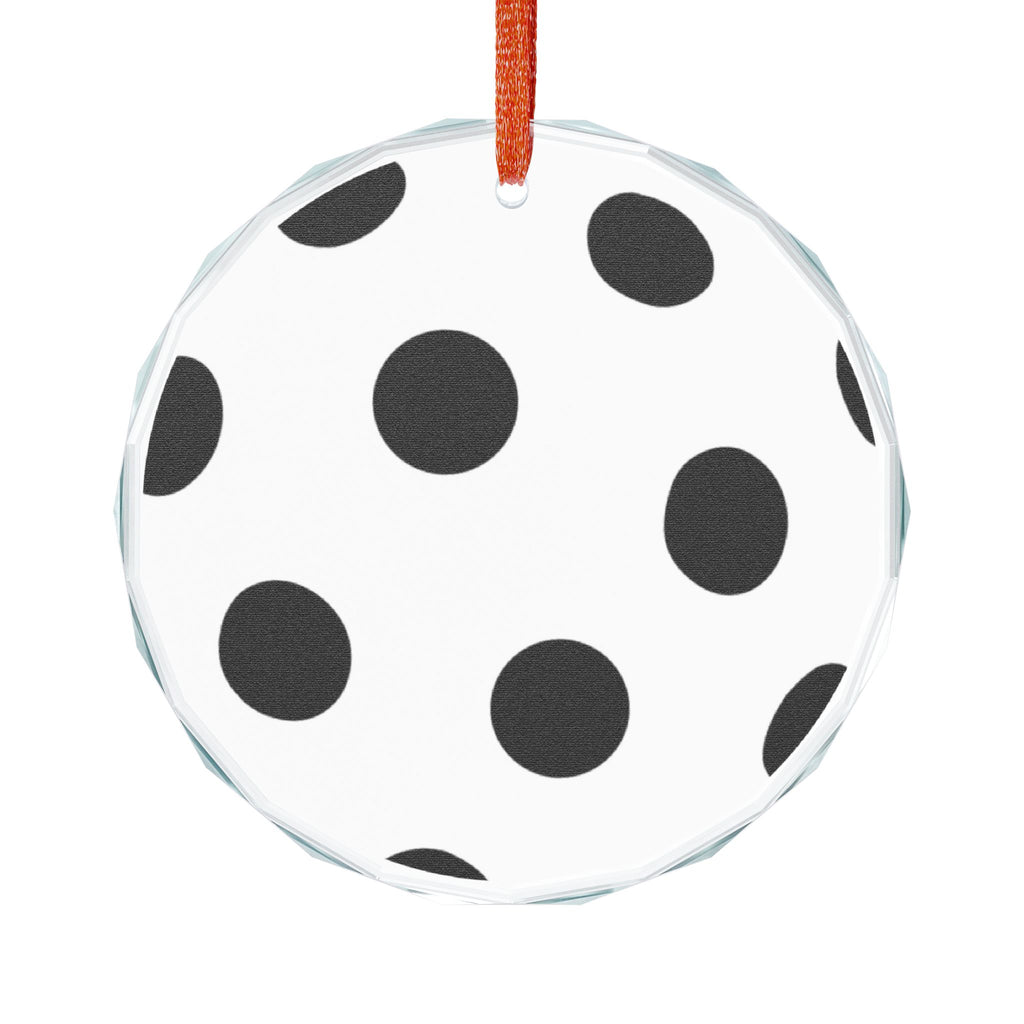 Polka Dot Crystal Ornament — Black & White Round Holiday Decoration