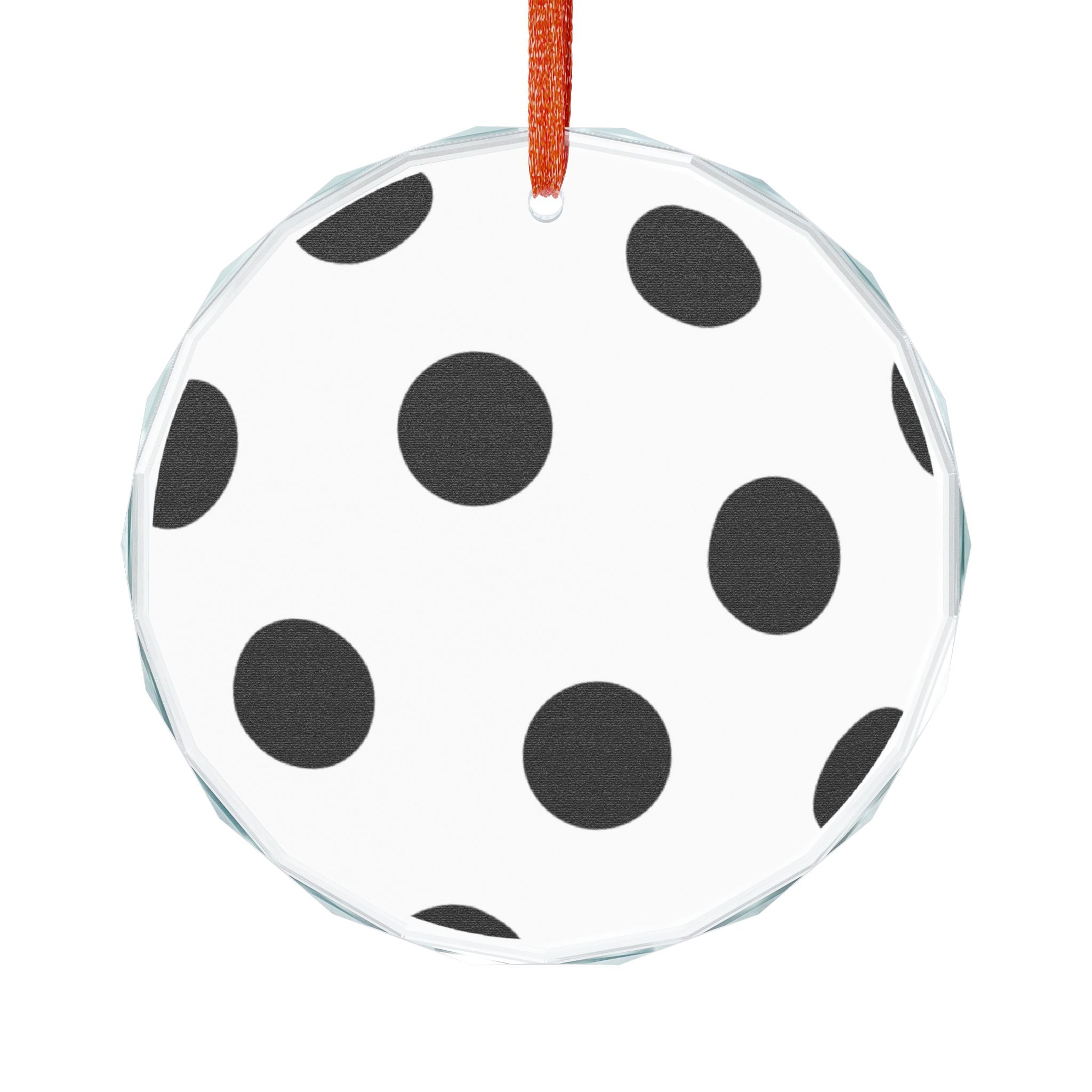 Polka Dot Crystal Ornament — Black & White Round Holiday Decoration