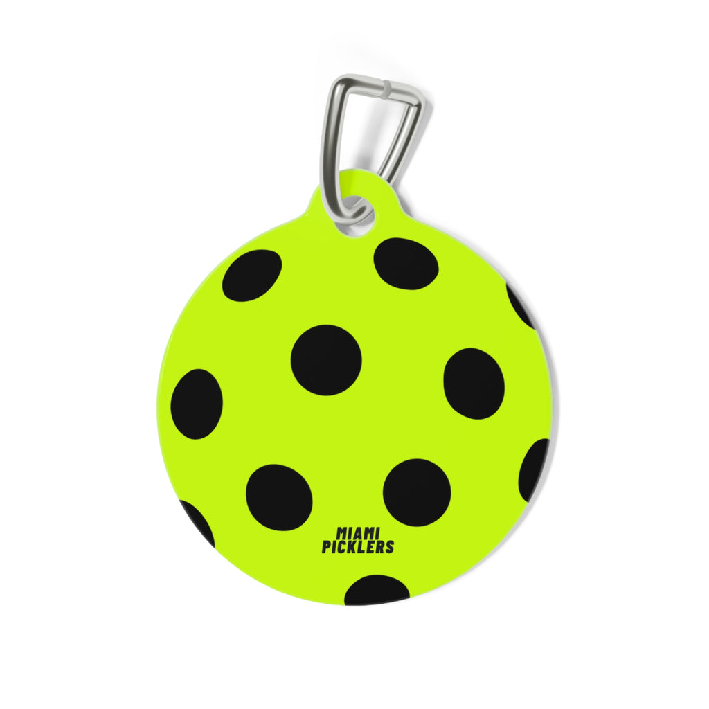 Green Pickleball Polka Dot Pet Tag — Cute Black Dot ID Collar Charm