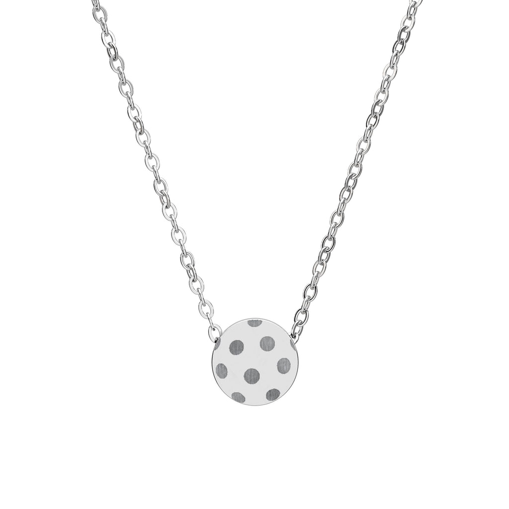 Pickleball Mini Engraved Dot Circle Necklace — Personalized Sterling or Gold-Plated Pendant