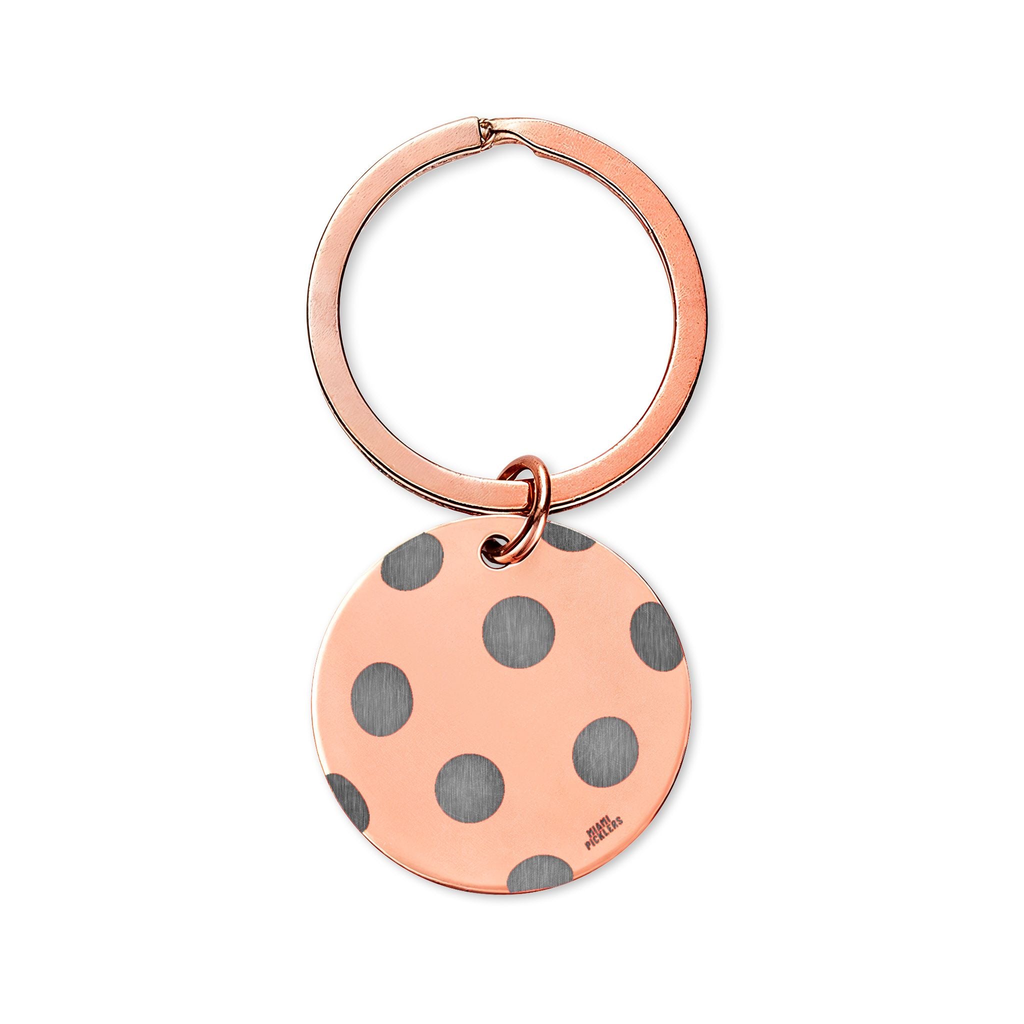 Miami Picklers Polka Dot Stainless Steel Round Keychain — Engravable Personalized Keyring