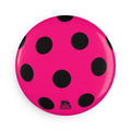 Pink Polka Dot Round Magnet — Bold Black Dots Refrigerator Button Magnet