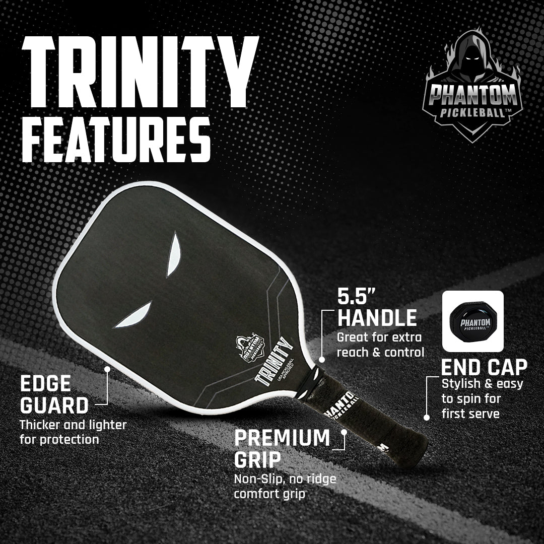 Phantom TRINITY 14MM T700 Raw Carbon Fiber Thermoformed Pro Pickleball Paddle