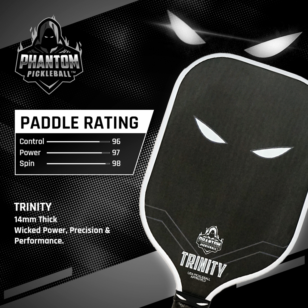 Phantom TRINITY 14MM T700 Raw Carbon Fiber Thermoformed Pro Pickleball Paddle