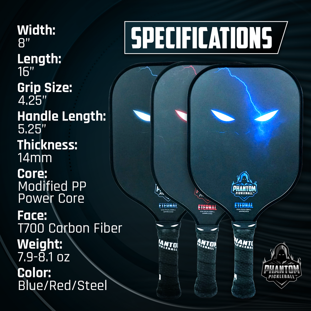 Phantom Eternal 14MM T700 Carbon Fiber Pickleball Paddle with Cover