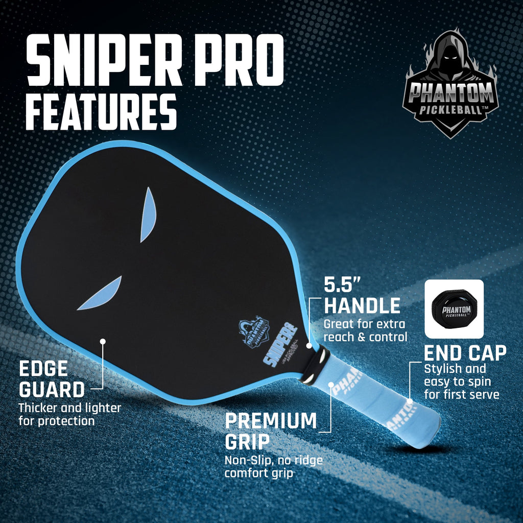 PHANTOM SNIPER PRO 12MM T700 Raw Carbon Fiber Thermoformed Pro Pickleball Paddle