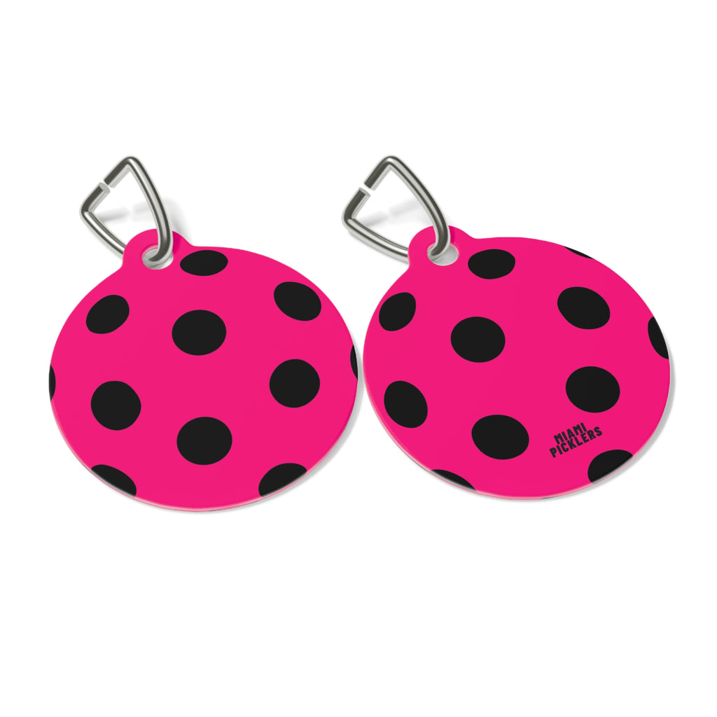Pink Polka Dot Pet Tag — Cute Black Dot ID Collar Charm
