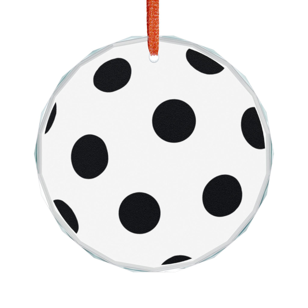 Polka Dot Crystal Ornament — Black & White Round Holiday Decoration
