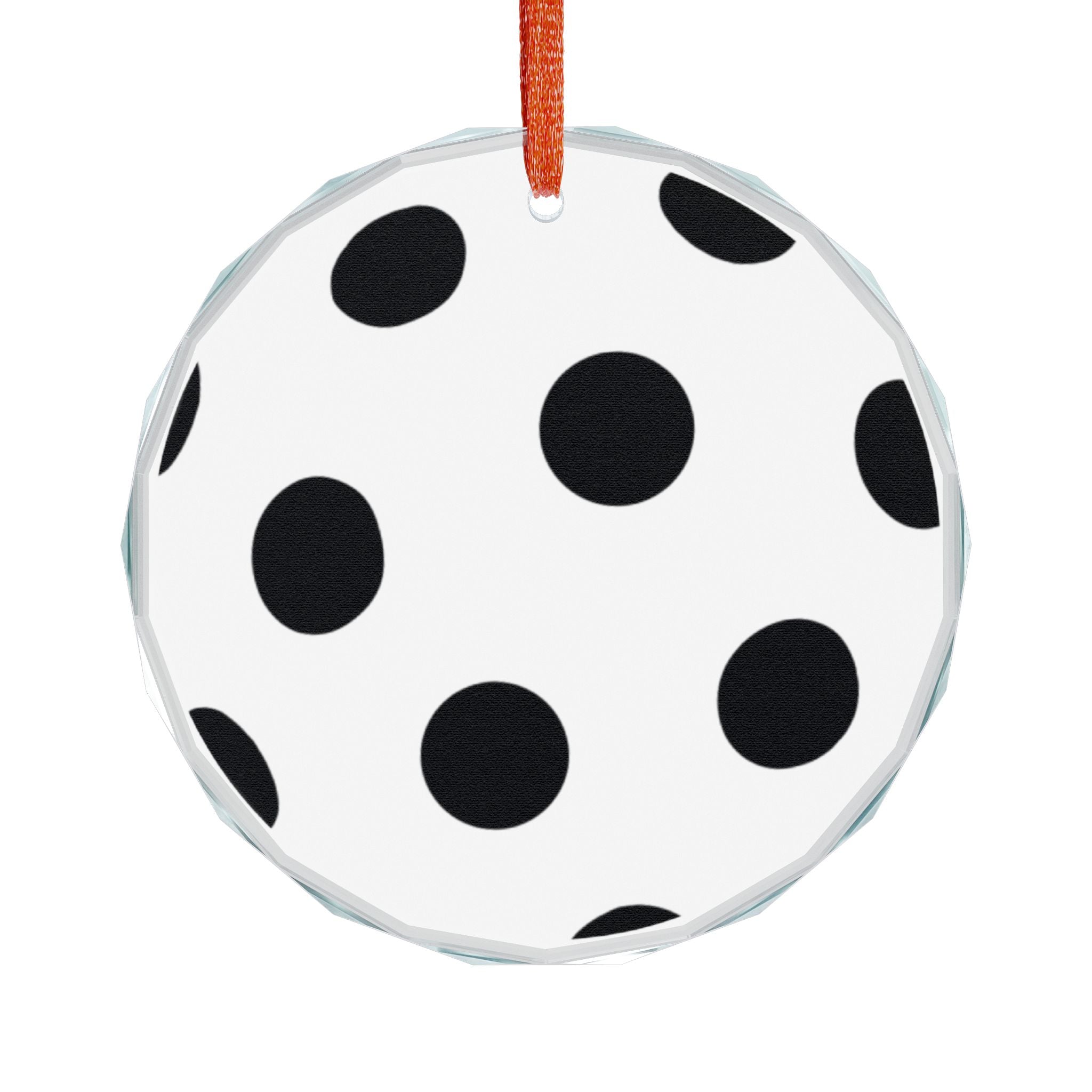 Polka Dot Crystal Ornament — Black & White Round Holiday Decoration