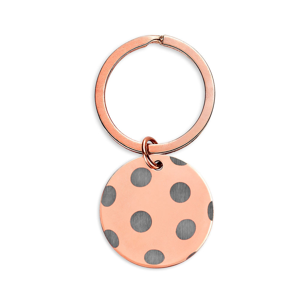 Miami Picklers Polka Dot Stainless Steel Round Keychain — Engravable Personalized Keyring