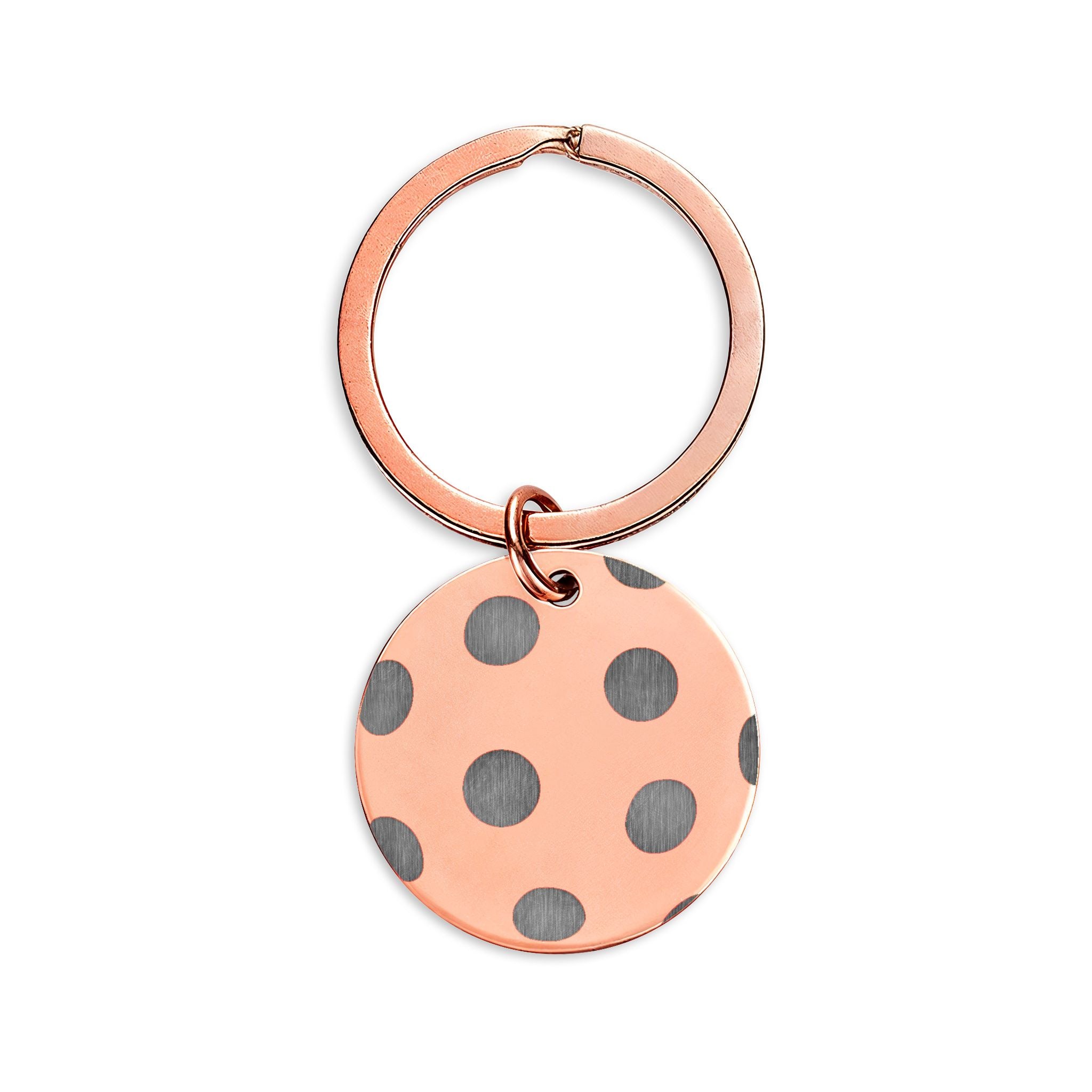 Miami Picklers Polka Dot Stainless Steel Round Keychain — Engravable Personalized Keyring