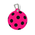 Pink Polka Dot Pet Tag — Cute Black Dot ID Collar Charm