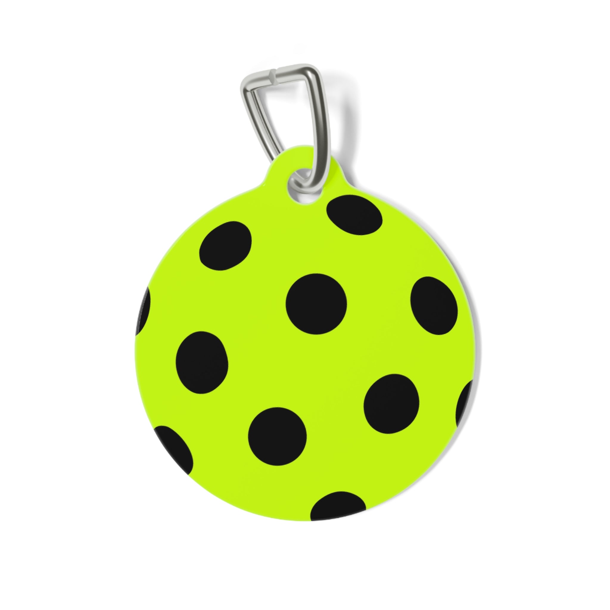 Green Pickleball Polka Dot Pet Tag — Cute Black Dot ID Collar Charm